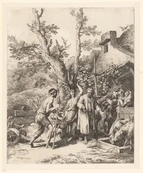 Parabole du fils prodigue ; le fils prodigue demande du travail à un fermier