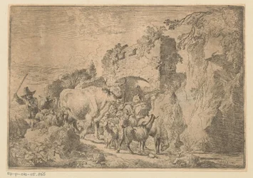 Berger avec troupeau près d