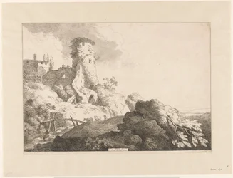 Paysage vallonné avec tour