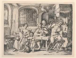 Satyre dans la maison du paysan