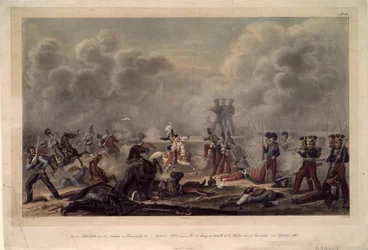 Sur le champ de bataille de Borodino avant le village de Semenovsky, années 1820