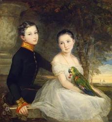 Enfants avec perroquet