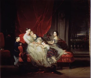 Portrait de la grande duchesse Marie Nikolaievna de Russie (1819-1876) avec quatre de ses enfants
