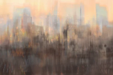 Paysage urbain abstrait au coucher du soleil