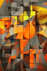 Blocs géométriques orange vif