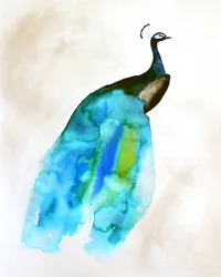Bleu fluide vert paon