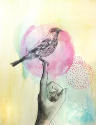 Perchoir pour les doigts « Oiseau rose »