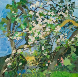 Pommier avec rose, 2015 (collage de papier peint à l