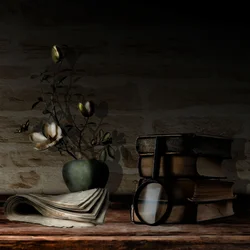 Livres anciens et fleurs