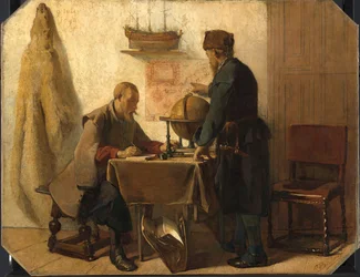 Heemskerck et Barents planifiant leur deuxième expédition vers le Grand Nord