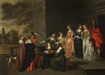 Groupe sur une terrasse, vers 1640
