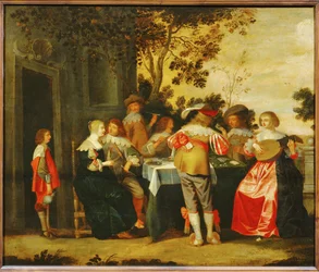Le Jeu. Dîner avec des musiciens ... (peinture sur toile)