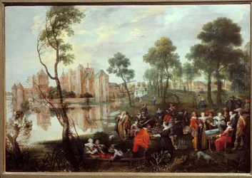 Collation dans un parc de scène galante