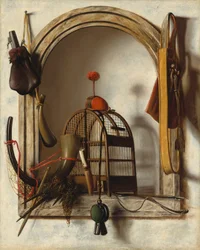 Niche avec équipement de fauconnerie