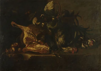 Nature morte à la viande et aux oiseaux morts