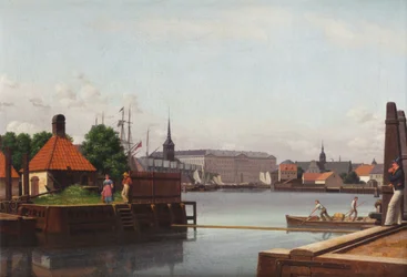 Danois : Børsen, Christiansborg, Holmens Kirke, set fra Asiatisk Kompagnis Plads La Bourse, Christiansborg et l