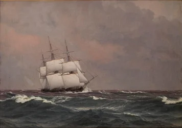 La corvette Najaden dans une mer agitée
