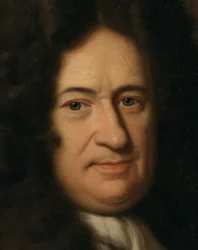 French : Portrait du philosophe Gottfried Wilhelm Freiherr von Leibniz Portrait of Gottfried Leibniz (1646-1716), philosophe allemand