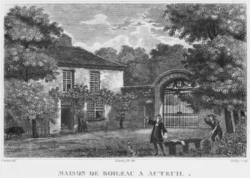 Maison de Nicolas Boileau, dit Boileau-Despréaux, à Auteuil, Paris, gravée par Ashby (19ème siècle)