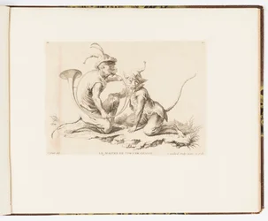 Planche 10, Le Maître de Cors de Chasse, Singeries ou différentes actions de la vie humaine représentées par des singes