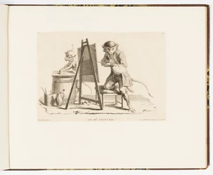 Planche 11, Le Maître Peintre, Singeries ou différentes actions de la vie humaine représentées par des singes