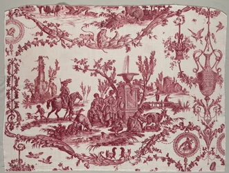 Fragments de coton imprimé à la plaque de cuivre, vers 1789