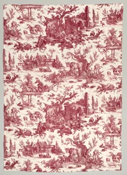 Bande de coton imprimée à la plaque de cuivre avec le design Les plaisirs de la ferme, 1785-1790