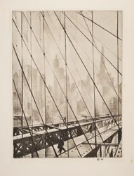 Regard à travers le pont de Brooklyn