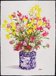 Fleurs dans un pot chinois
