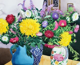 Intérieur avec des asters