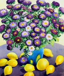 Asters violets et citrons