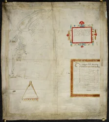 Carte des manoirs de Bayford et Goodmanston à Murston et Sittingbourne, co. Kent: 1590