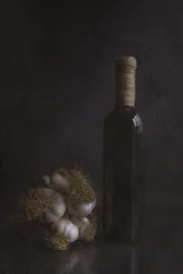 Ail rustique et bouteille