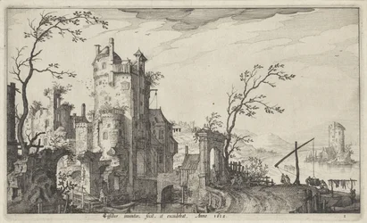 Porte de ville en ruine au bord de l