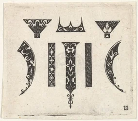 Estampe de broderie noire avec huit motifs, vers 1620.