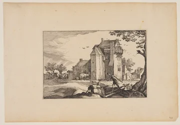 Ferme avec pigeonniers, de Paysages (Verscheyden aerdige Lanthuysen...)