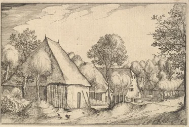 Cour de ferme, planche 5 de Regiunculae et Villae Aliquot Ducatus Brabantiae, vers 1610