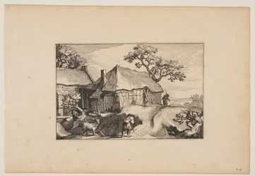 Path Along a Barn, from Paysages (Verscheyden aerdige Lanthuysen...)