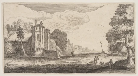 Maison de campagne avec deux tours hexagonales, extrait de Paysages (Playsante Lantschappen)