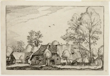 Grande ferme, planche dix après Images de fermes, de maisons de campagne et de villages rustiques (Praediorum villarum et rusticarum casularum icones)