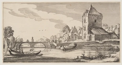 Village sur une rivière, extrait de Paysages (Playsante Lantschappen)