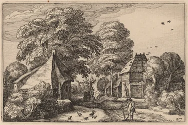 Route avec grange et cottages