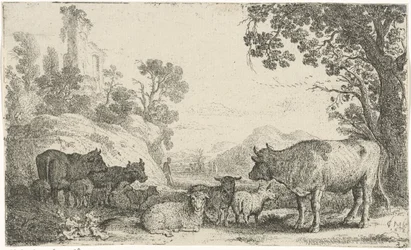 Paysage avec du bétail