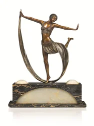 Figure Art Déco avec base illuminée, 