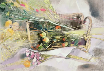 Panier de fleurs séchées