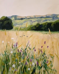 Collines couvertes de fleurs sauvages