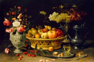 Nature morte aux fruits et aux fleurs, 1608-1621
