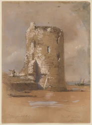 Flint Castle (aquarelle, gouache et crayon sur papier)