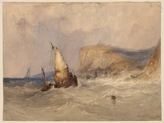 Ships Off Whitby (aquarelle avec gomme arabique sur papier)