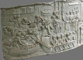Les galères romaines. Détail du relief de la colonne de Trajan